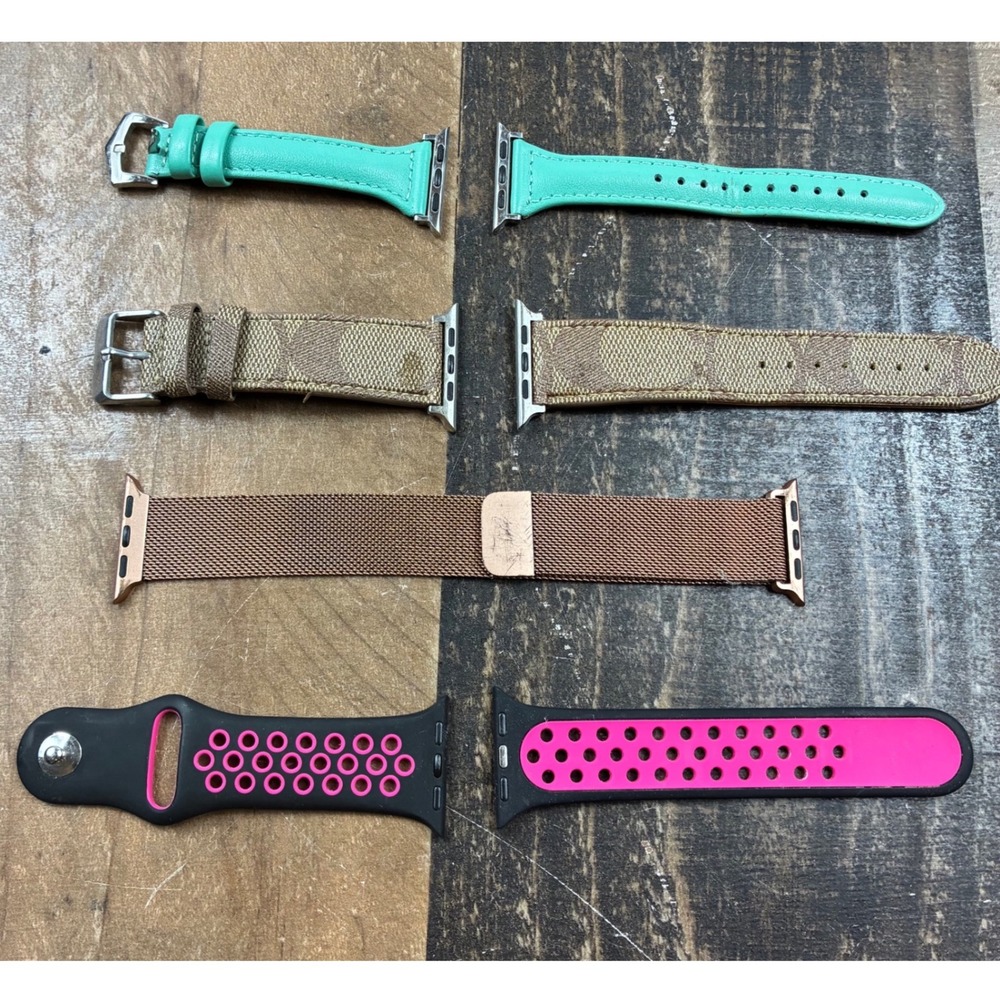 Apple Watch Band Lot 4pc Coach Signature Teal Leather Rose Gold Mesh Sport Band